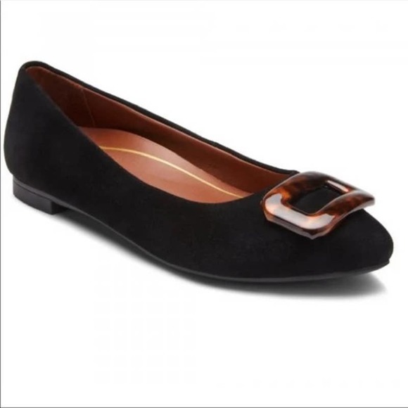 NWOB Vionic Black AMANDA Ballet Flats with Acryllic Tortoise Buckle 6 - Picture 6 of 8
